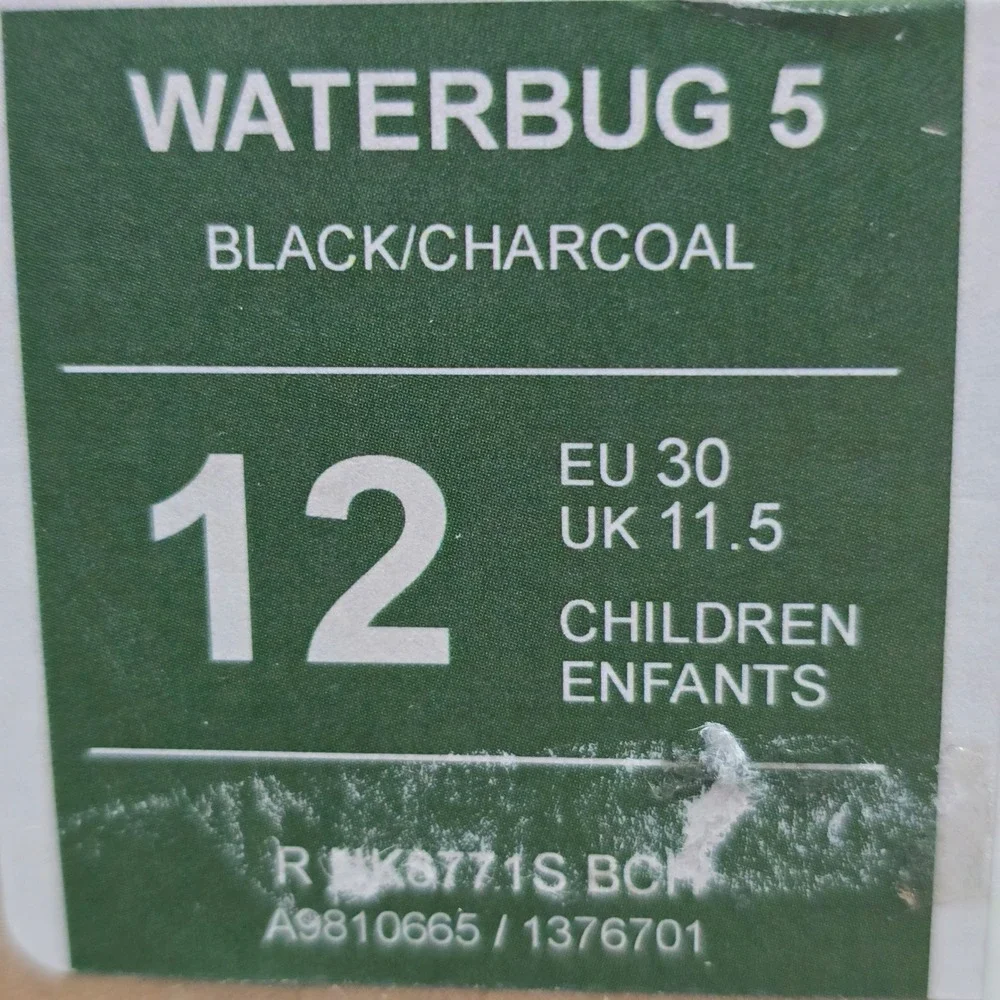 Kamik Waterbug 5 Kids Snow Boots Black Charcoal Waterproof Size 12 NEW in Box